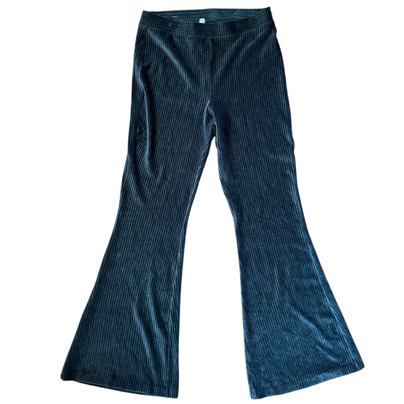 Aerie Green Groove On Velour Ribber Rib Flared High Rise Pants Large - Picture 4 of 9